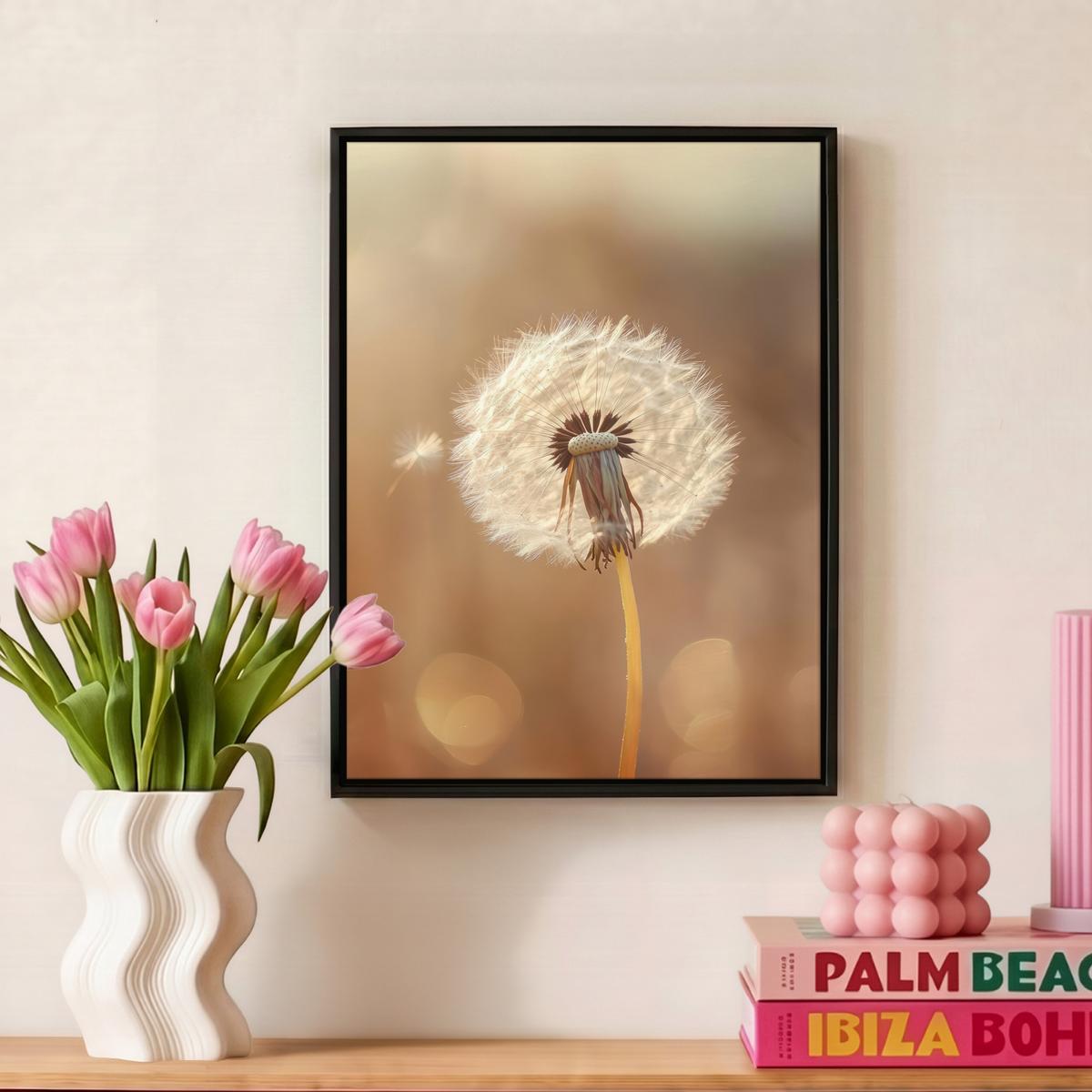 LEINWAND Bilder mit Rahmen - Löwenzahn - Beige - Natur - Blume - 30x40 - Hellbraun, Textil (30/40cm) - MuchoWow