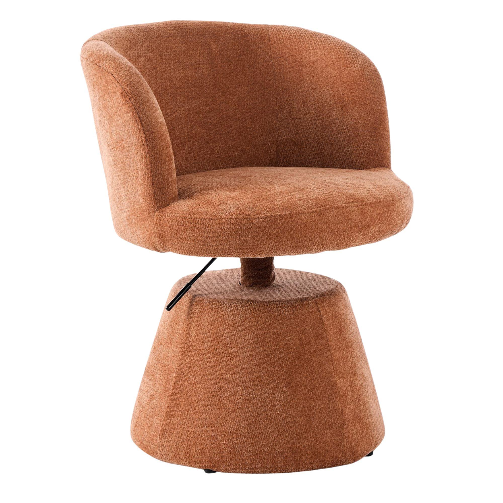 DREHSTUHL Höhenverstellbar 360° Barhocker Chenille - Orange, Textil (57.5/92.5/60cm) - Urban Meuble