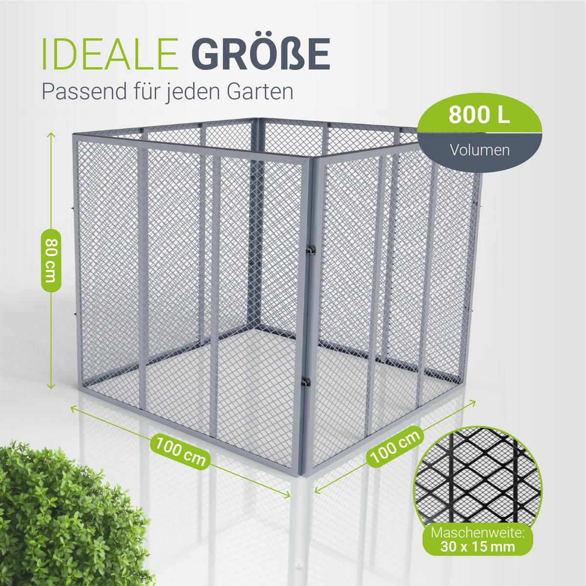 KOMPOSTER Metall silber 800L - Silberfarben, Metall (100/80/100cm) - Juskys