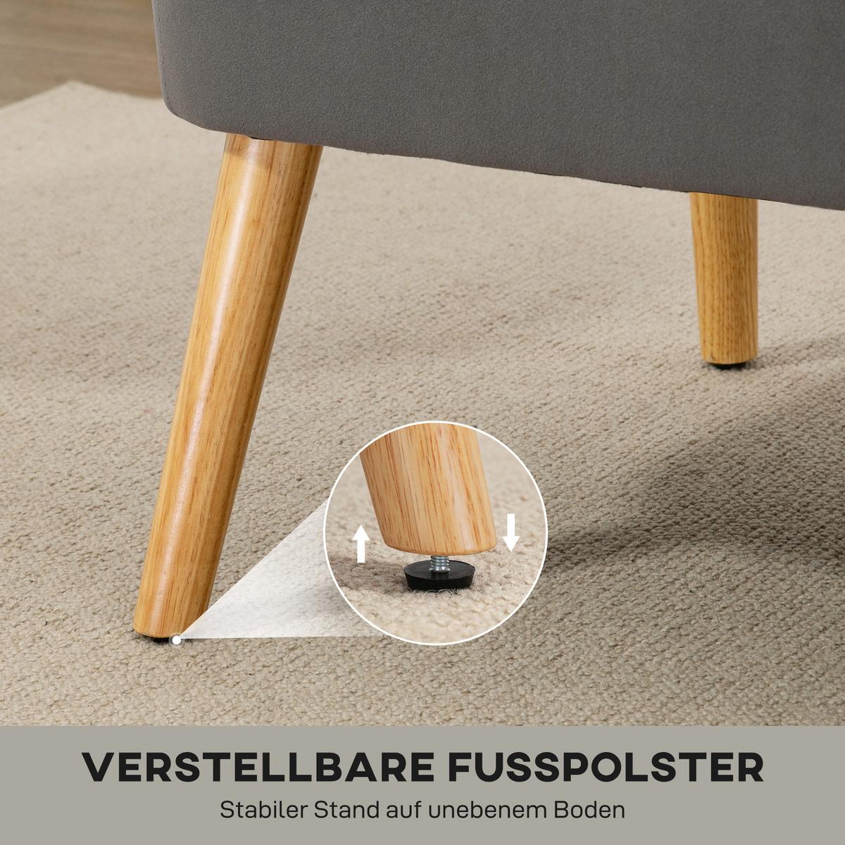 SOFA Polyester Dunkelgrau - Dunkelgrau/Grau, Holz/Textil (56.5/77/117cm) - HOMCOM