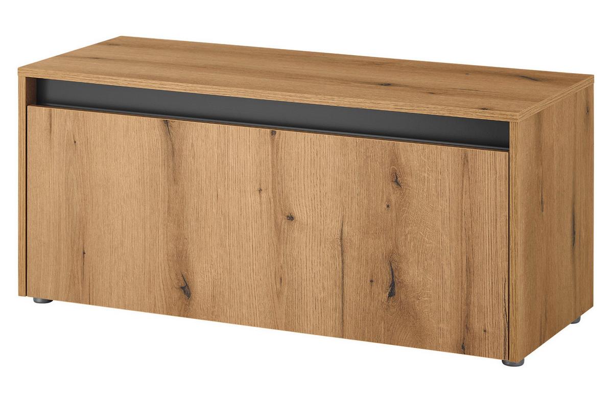 GARDEROBENBANK Evoke Eiche, grau 100 cm, Garderobe Sitzbank mit Stauraum - Eichefarben/Schwarz, Holzwerkstoff/Kunststoff (100/45/45cm) - Furn.Design