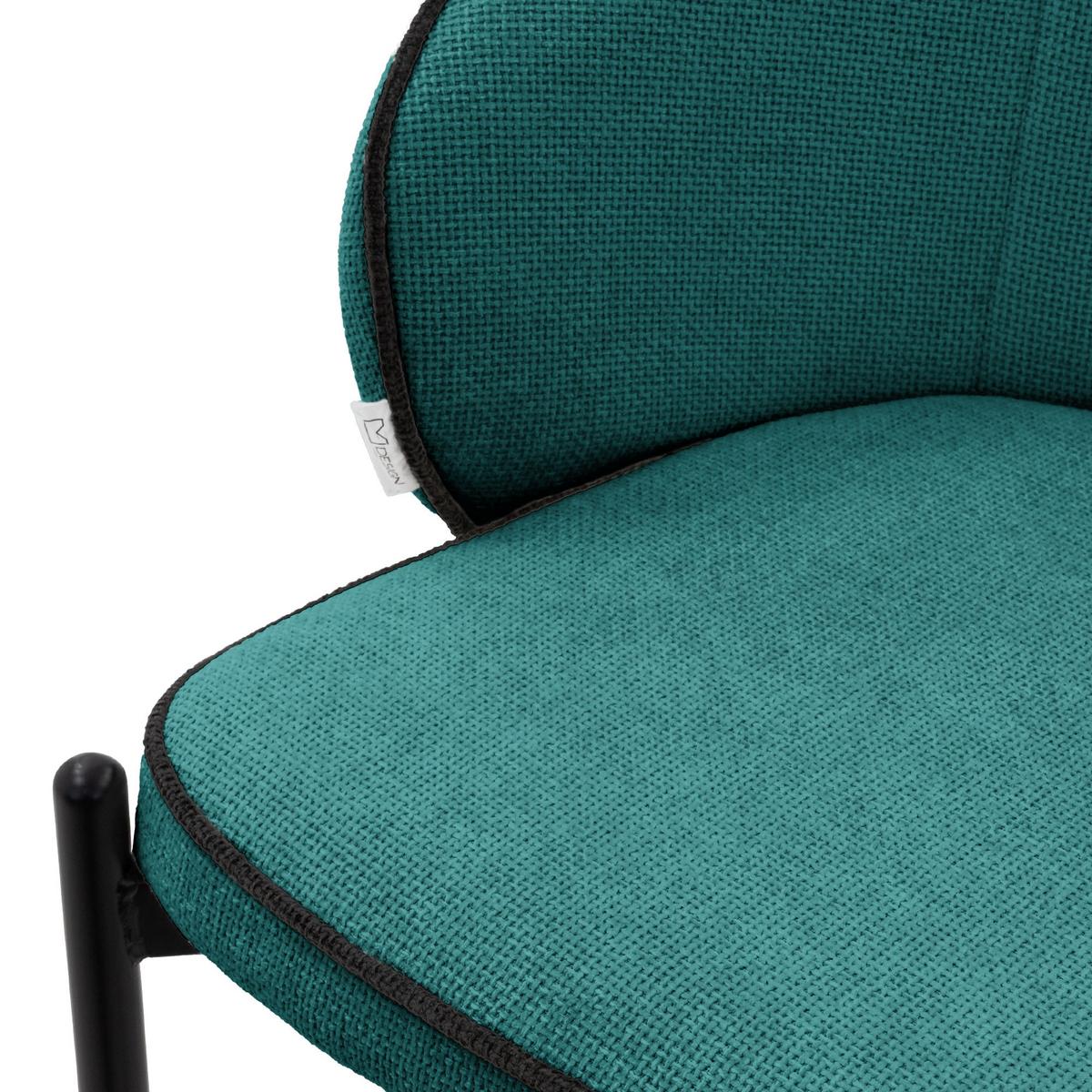 BARHOCKER 2er Set Petrol mit Stoffbezug - Petrol/Schwarz, Textil/Metall (50/101/54cm) - ML-DESIGN