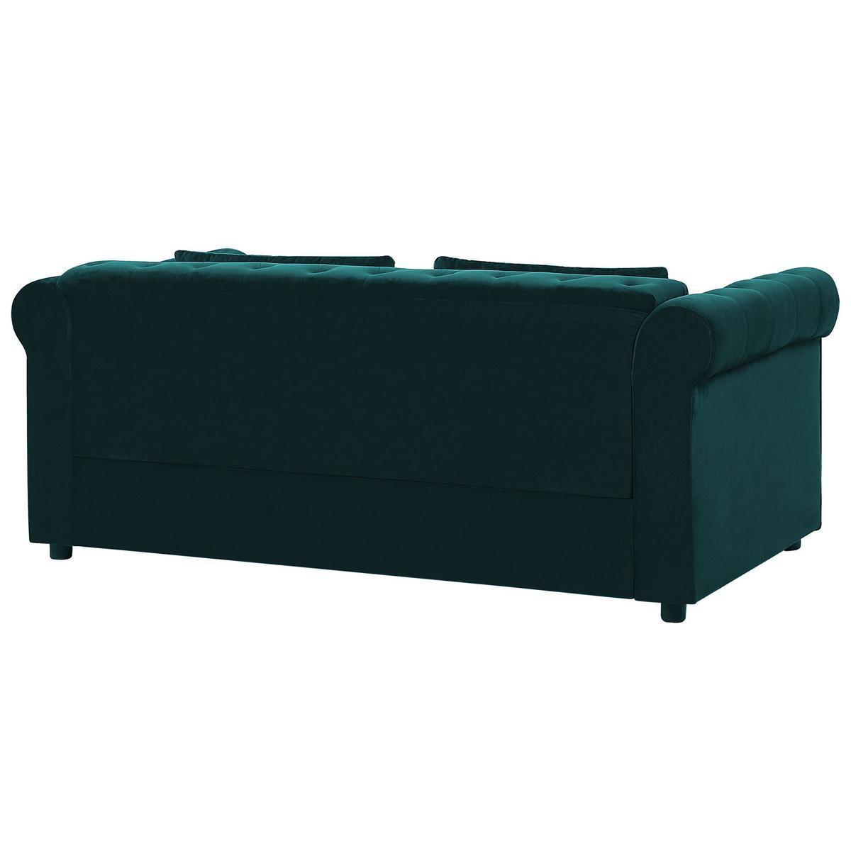 3-SITZER-SCHLAFSOFA Samtstoff Dunkelgrün Chesterfield - Hellgrün, Textil (200/75/90cm) - Beliani