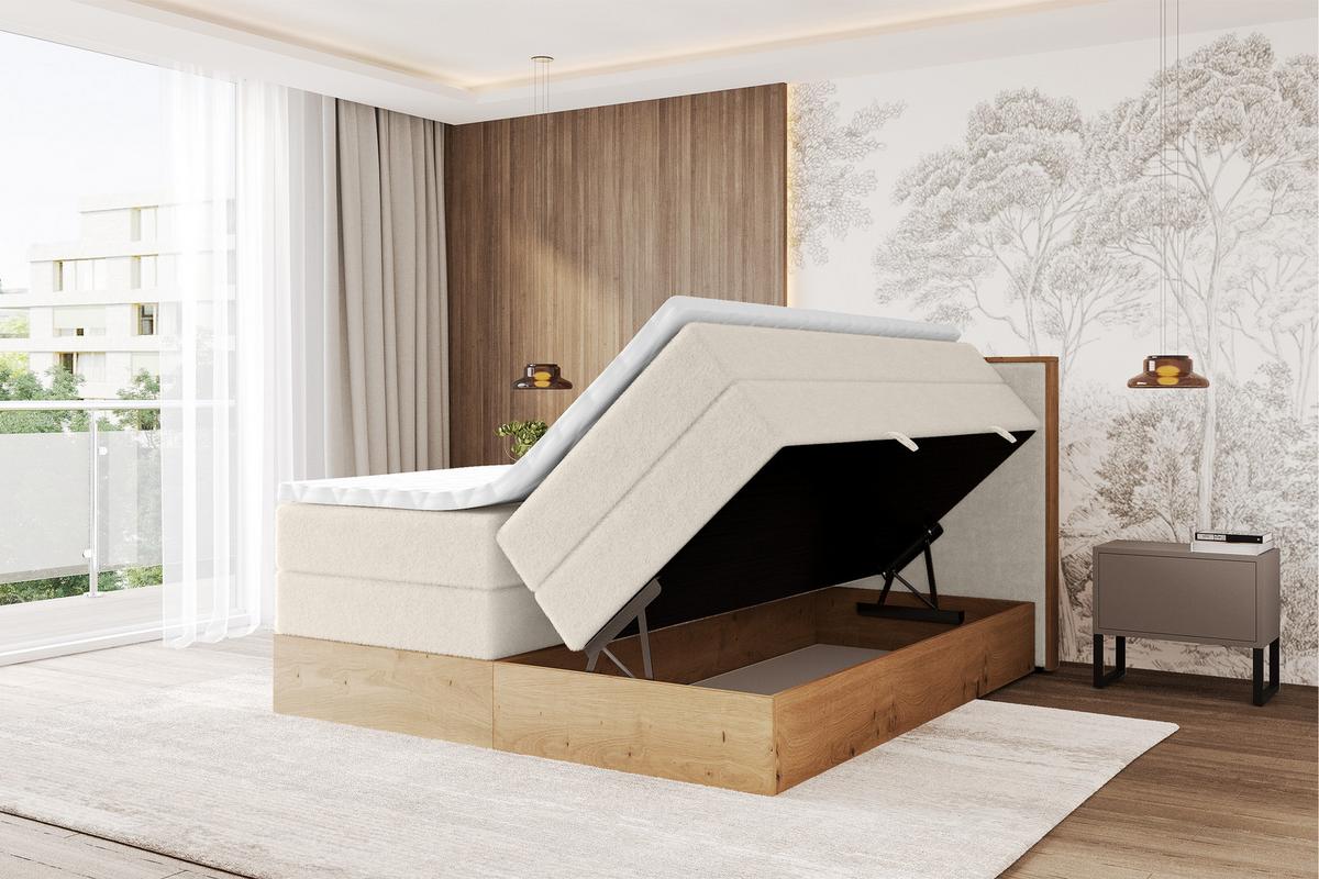 BOXSPRINGBETT LOLLI9 -KING 120x200 - H3/H4 Hellbeige - Sandfarben, Holzwerkstoff (120/200cm) - ALTDECOR