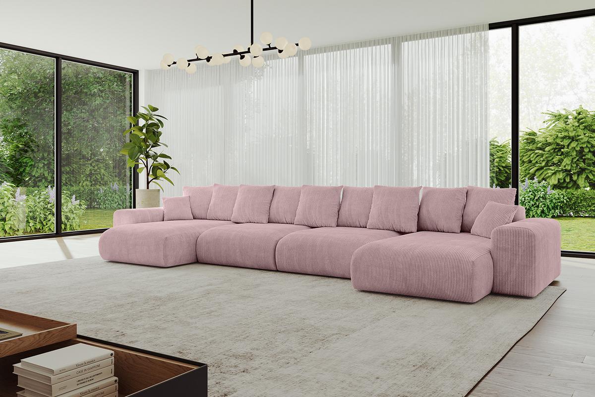 WOHNLANDSCHAFT mit Schlaffunktion ESKAR-U2-464x176x72cm Rosa - Rosa, Holzwerkstoff/Kunststoff (176/72/464cm) - ALTDECOR