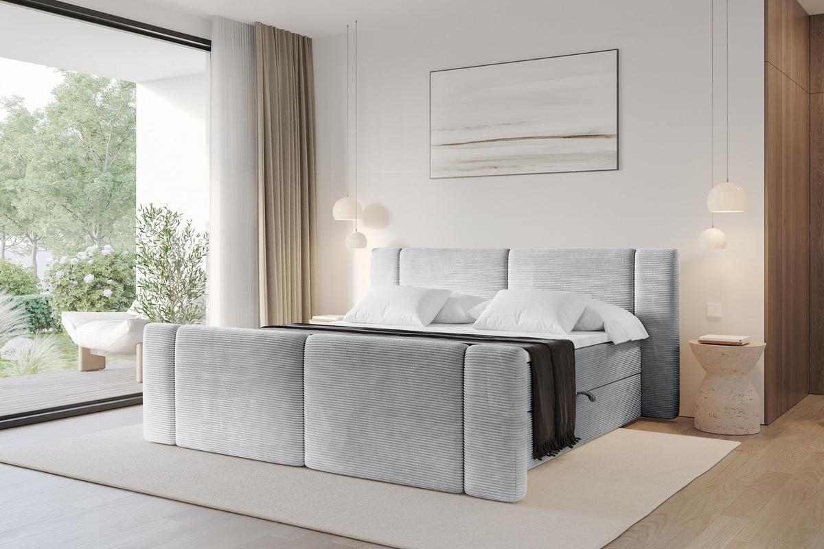 BOXBETT mit Matratze H3 - EVON Zanozek - 180x200 cm Grau - Graubraun, Holzwerkstoff (180/200cm) - ALTDECOR