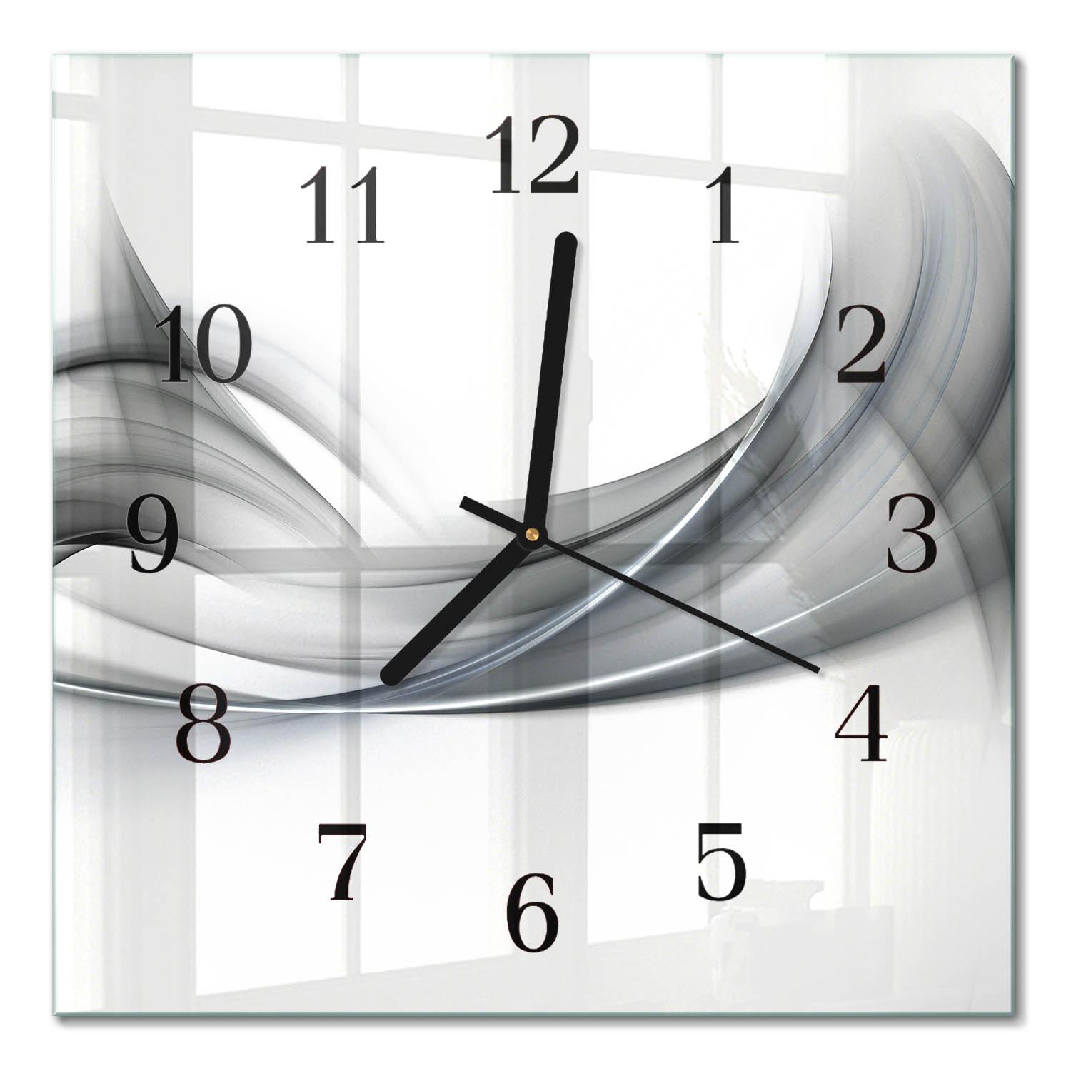 WANDUHR aus Glas 30x30 cm - Abstraktion - Grau, Glas (30/30/0.4cm) - TULUP