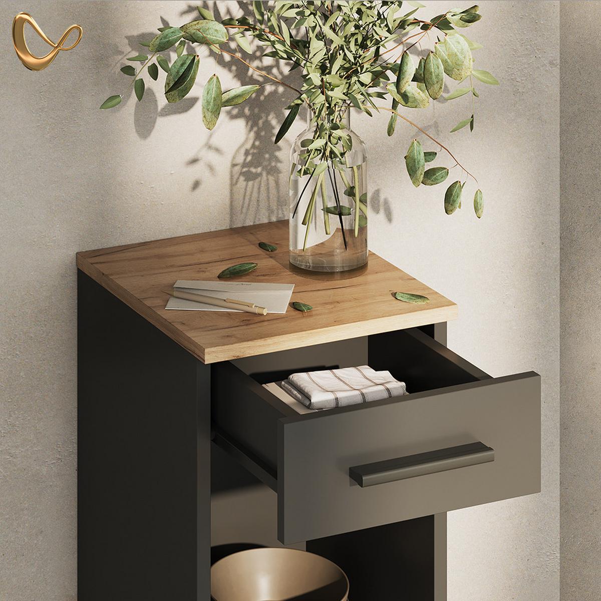 WEINREGAL Regusa Goldkraft Eiche/Anthrazit 30 x 106 cm - Honigeiche/Anthrazit, Holzwerkstoff (30/106/34.5cm) - Livinity®
