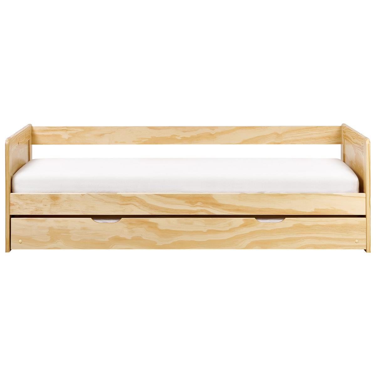 AUSZIEHBETT Kiefernholz 90/200 cm Hellbraun Gravelines - Braun, Holz (90/200cm) - Beliani