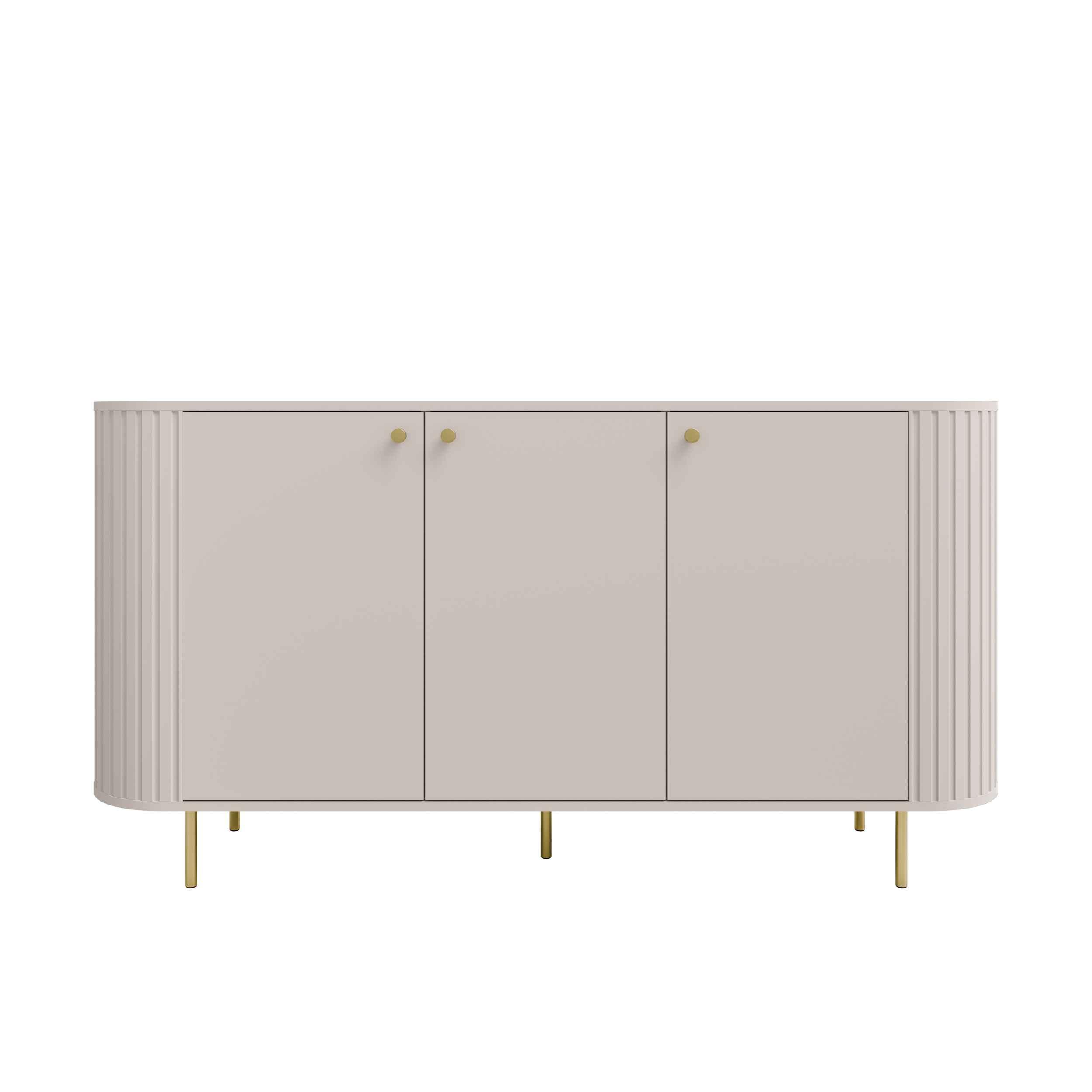 KOMMODE BOLLA 164,6/85,4/42,3cm mit Schubladen 3 Türen Beige - Beige, Holzwerkstoff (164.6/85.4/42.3cm) - MASSENO