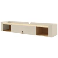 WANDREGAL Sorella mit Klapptür und 2 offenen Regalböden, 180 cm, Macadamia + Eiche Mavelie - Eichefarben/Beige, Leder/Holzwerkstoff (180/33/27cm) - Beautysofa