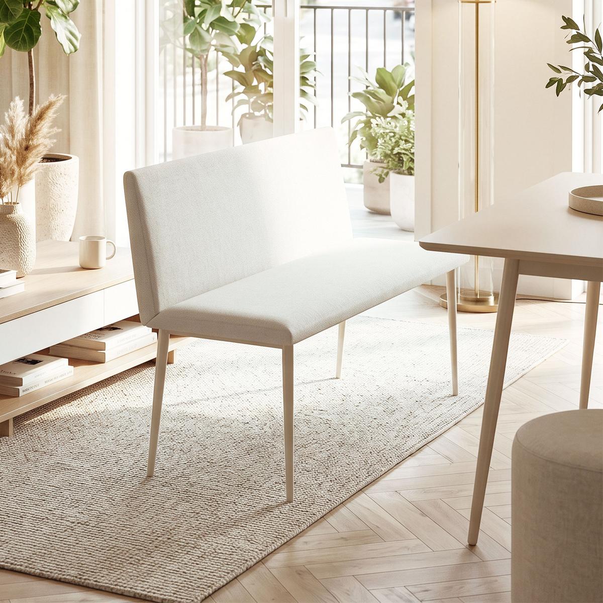 ESSZIMMERSTUHL Stoff in Leinenoptik Beige - Beige, Textil/Metall (61.5/85/120cm) - HOMCOM