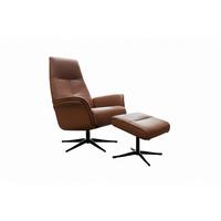 RELAXSESSEL JOSIANE Braun Leder Relaxfunktion - Schwarz/Braun, Leder/Metall (78/107/87cm) - KAWOLA