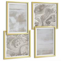 BILDER SET 4er Set - 50x50 cm & 40x60 cm Goldrahmen - Abgenutzte Texturen, moderner Stil - Goldfarben, Kunststoff (50/50cm) - TULUP