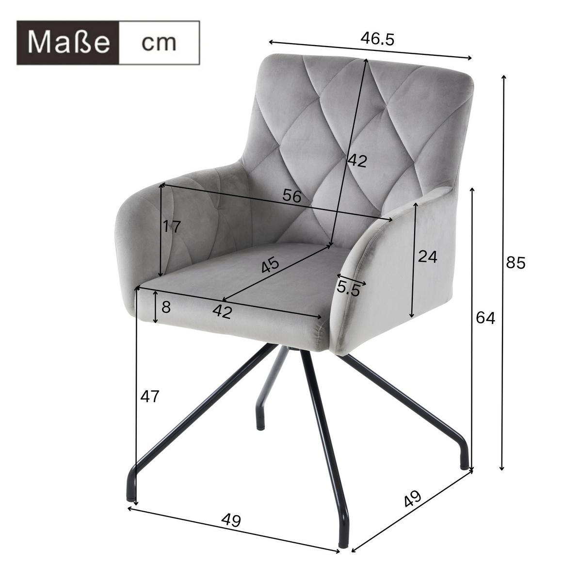 ESSZIMMERSTÜHLE Grey 2er-Set - Grau, Textil (60/58/60cm) - Urban Meuble
