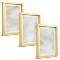 BILDER SET 3er Set - 20x30 cm Goldrahmen - Leuchtende Farben, abstrakter Boho-Stil - Goldfarben, Kunststoff (20/30cm) - TULUP