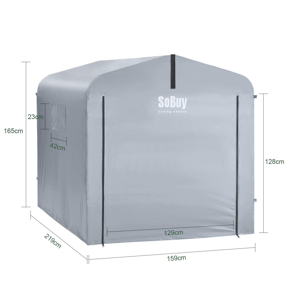 ABDECKPLANE für Fahrradgarage/Geräteschuppen, (ohne Rahmen), 159x219x165cm - Silberfarben, Kunststoff (159/165/219cm) - SoBuy