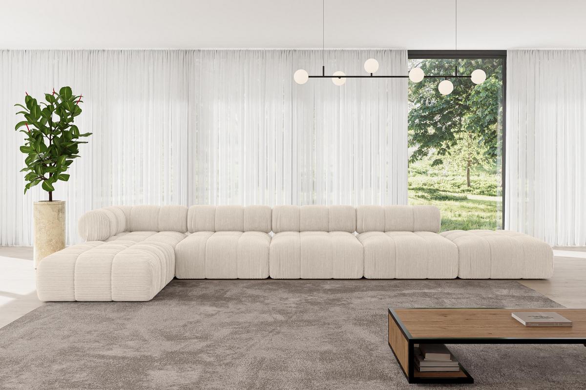 ECKSOFA modulares Sofa Kerru-L3 - 475x190x70 cm Beige Cord - Beige, Holzwerkstoff/Textil (475/190cm) - ALTDECOR
