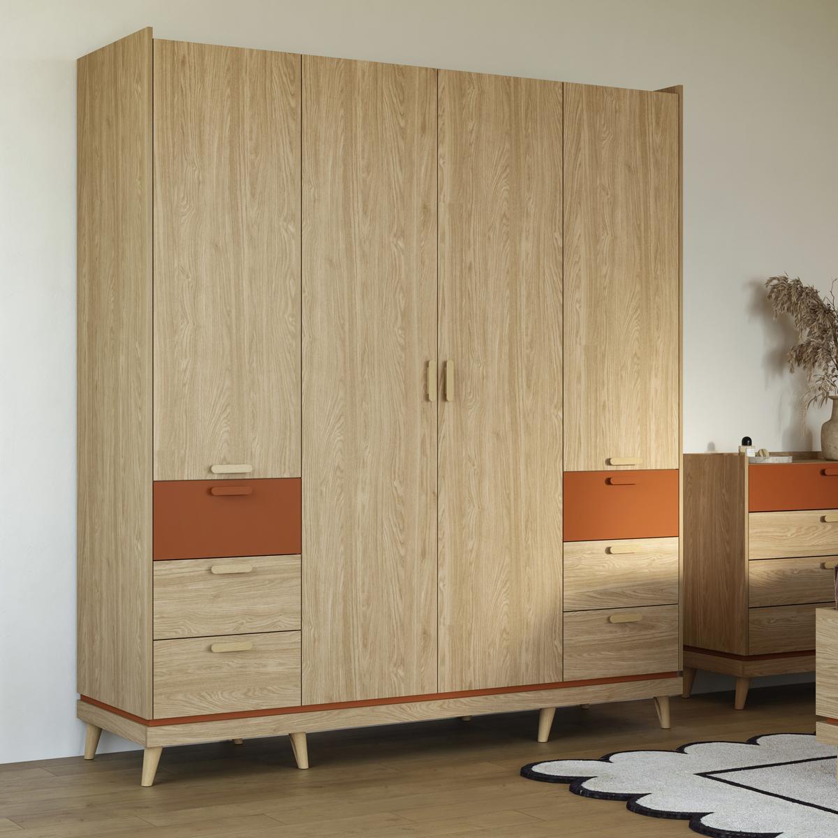 DREHTÜRENSCHRANK ACARA 190/214.5/57,4 cm 4-türig Eichefarben - Eichefarben, Holzwerkstoff (190/214.5/57.4cm) - MASSENO