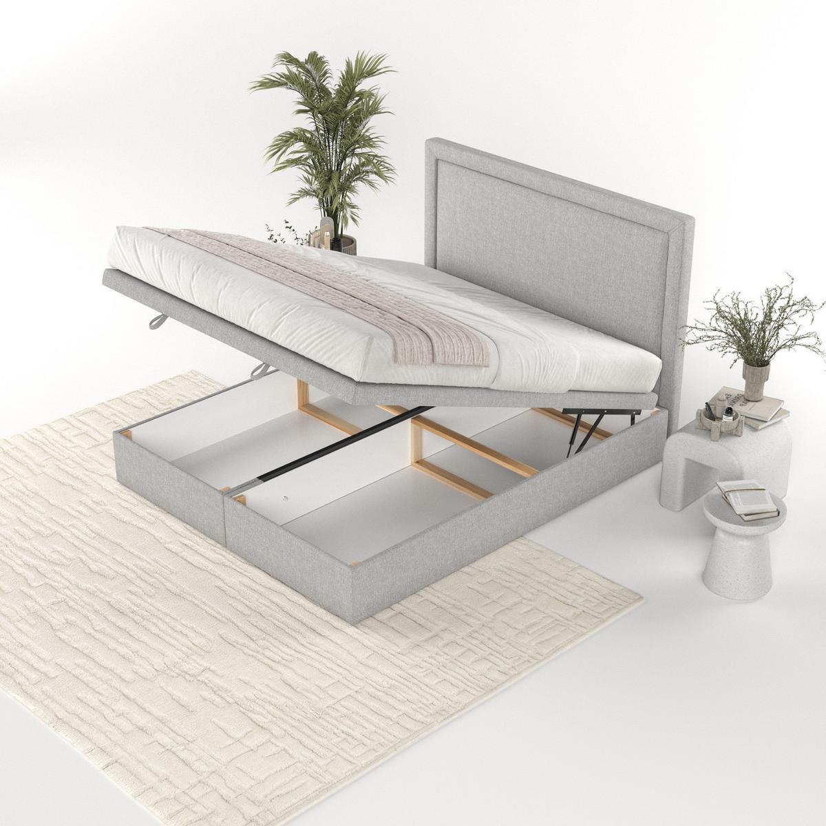 POLSTERBETT Salma mit Stauraum 160/200 cm Grau im Megan Stoff - Schwarz/Grau, Holz/Holzwerkstoff (160/200cm) - AltaBeds