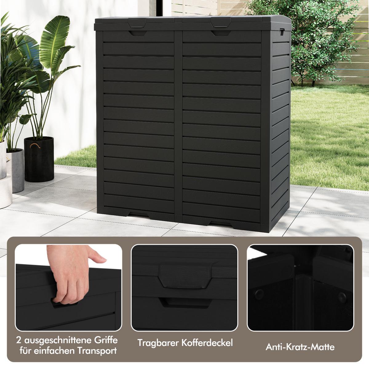 MÜLLEIMER 235L mit Abfallbehälter schwarz - Schwarz, Kunststoff (77/86/40cm) - COSTWAY
