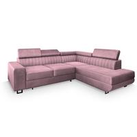 ECKSOFA NOLA R-S Lila Velours-Stoff mit Schlaffunktion - Lila/Silberfarben, Holz/Textil (253/190cm) - MASSENO