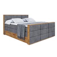 BOXSPRINGBETT mit Matratze H3|H4 und Lattenrost - LOLLI1-Z KING-200x200 - Dunkelgrau Casablanca - Dunkelgrau, Holzwerkstoff (200/200cm) - ALTDECOR