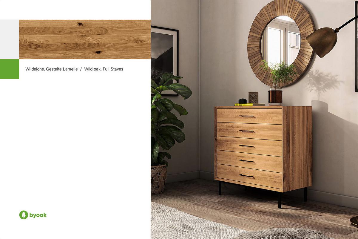 KOMMODE HOCH LEON Wildeiche - Wildeiche, Holz (97/95/45cm) - byoak