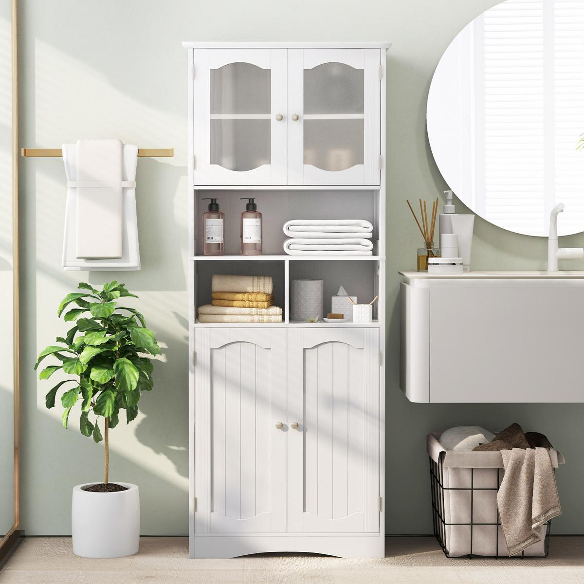 BADEZIMMERSCHRANK Weiß - Weiß, Holzwerkstoff (60/148.5/30cm) - COSTWAY