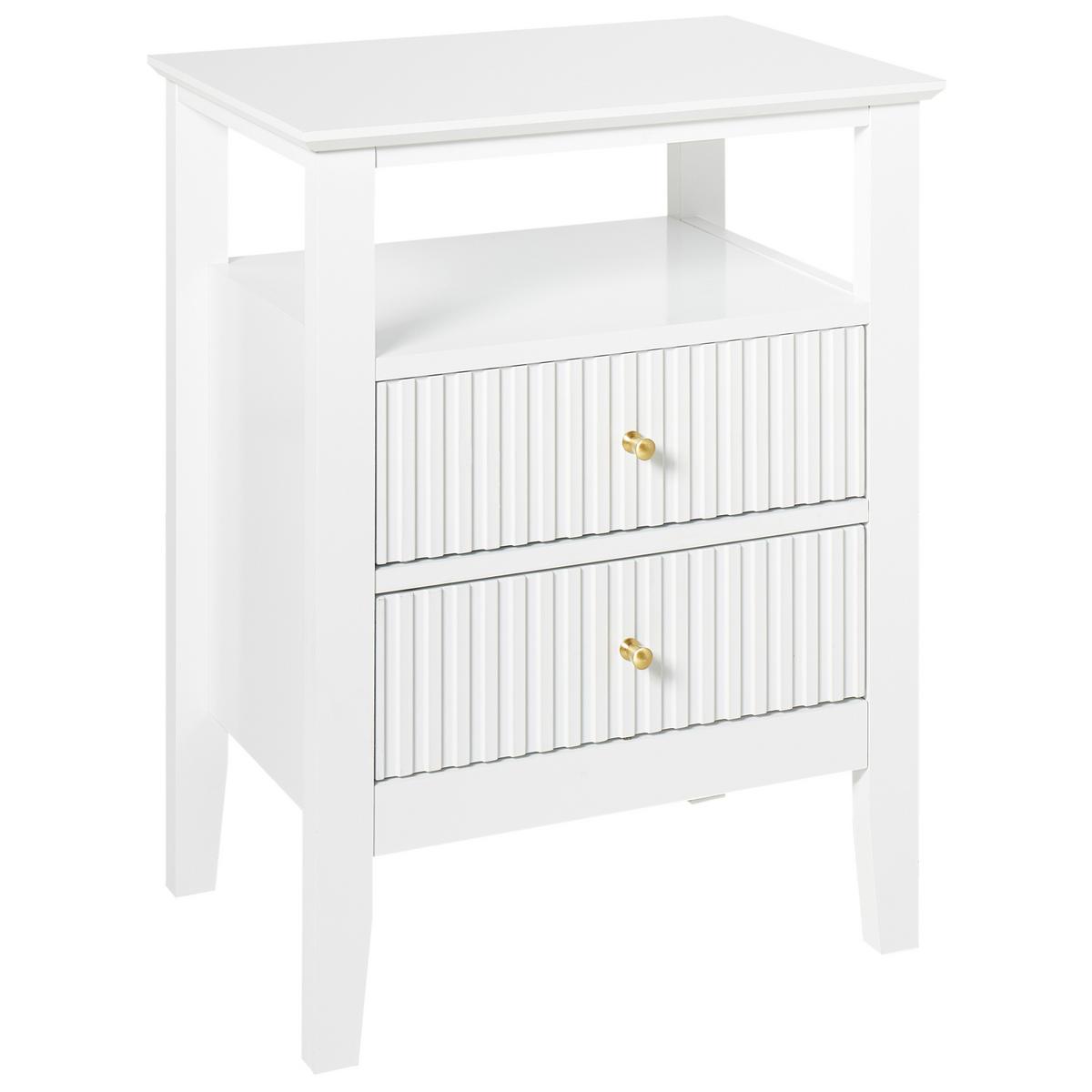 NACHTTISCH 2er-Set Weiß - Weiß, Holzwerkstoff (35/48/62cm) - Beliani