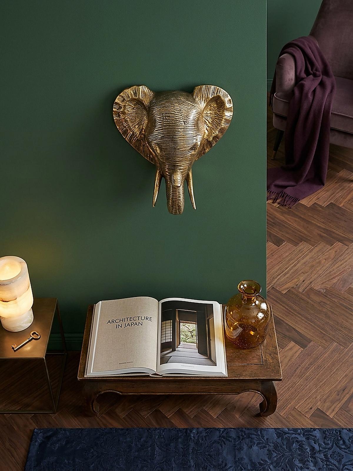 WANDDEKO Elefant Aluminium goldfarben 41 cm im afrikanischen Stil - Goldfarben, Textil (33/41/20cm) - KADIMA DESIGN