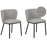 ESSZIMMERSTUHL 2er-Set Bouclé grau Mina - Schwarz/Grau, Textil (45/75/52cm) - Beliani