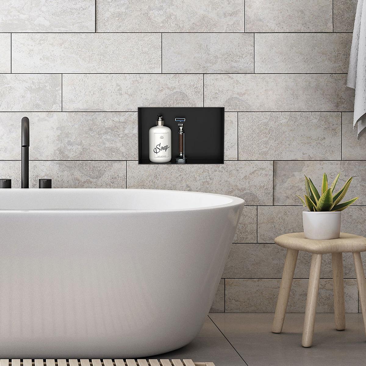 DUSCHNISCHE Schwarz 30/20 cm - Schwarz, Metall (30/20/10cm) - LuxeBath