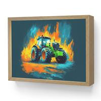 NACHTTISCHLAMPE MIT AKKU Abstrakt - Traktor - Grün 40x30 cm - Dunkelblau, Holzwerkstoff (8/40/30cm) - OnlyWow