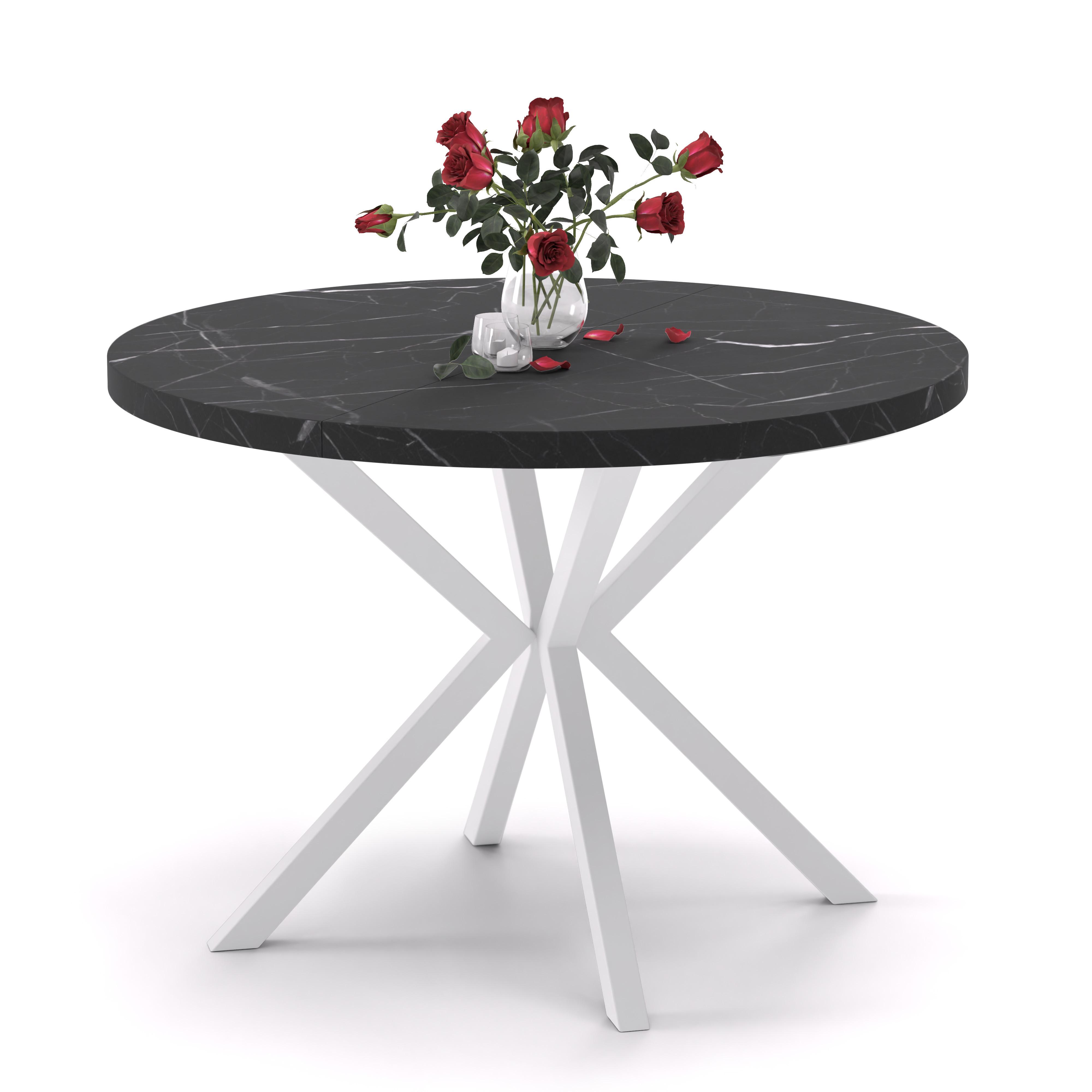 AUSZIEHTISCH MILTON 120-196/76 cm mit Metallgestell, Weiß / Grigia Pietra - Weiß/Grau, Holzwerkstoff/Metall (120/120/76cm) - Idohome