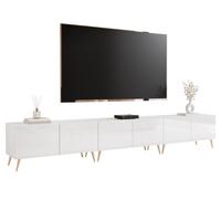 TV-LOWBOARD ANGEL Weiß glänzend stehend mit LED-Beleuchtung 300 cm - Weiß, Holzwerkstoff (300/49/40cm) - Idohome