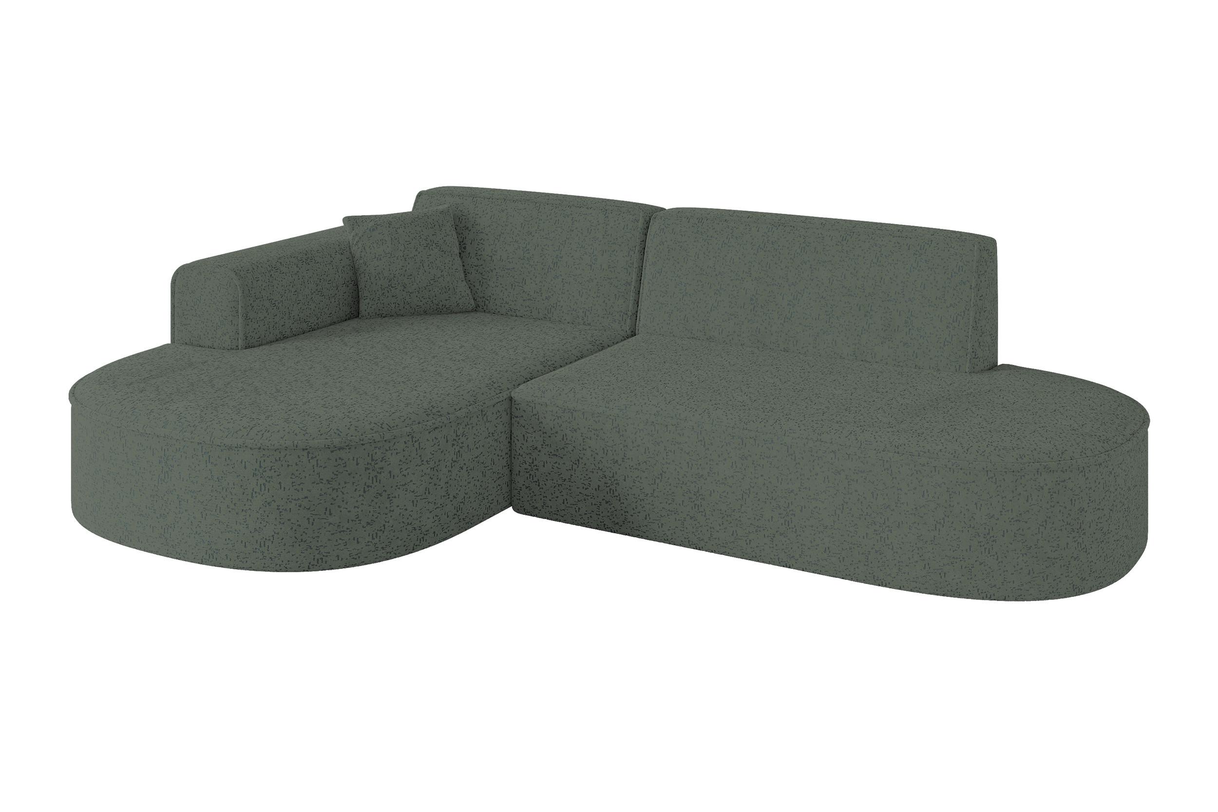 ECKSOFA Ottomane Links MARI-L1 - 243x171x79 cm Grün Tissu - Schwarz/Grün, Holzwerkstoff/Kunststoff (243/171cm) - ALTDECOR