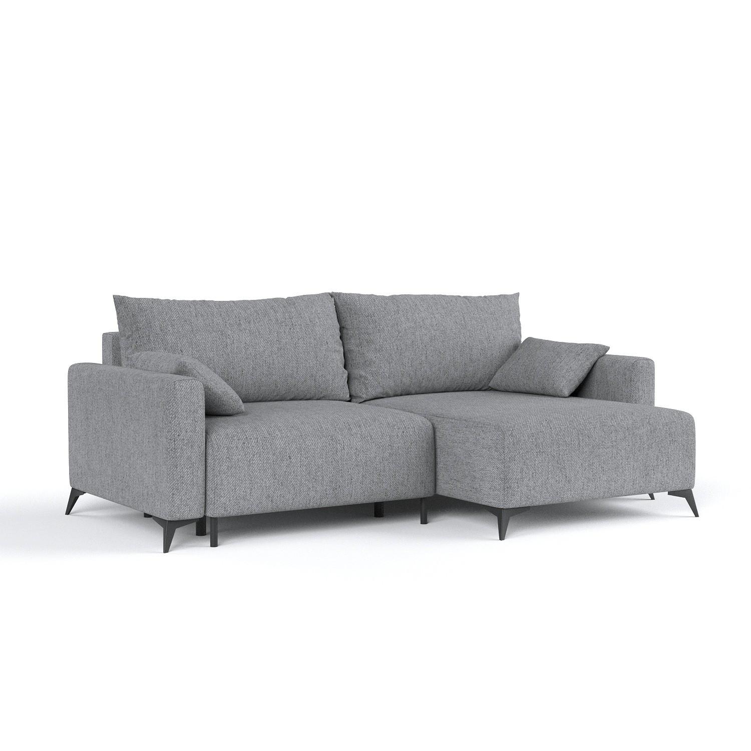 ECKSOFA NUVIO mit Schlaffunktion Grau im Neve Stoff - Schwarz/Grau, Holz/Holzwerkstoff (239/148cm) - AltaBeds