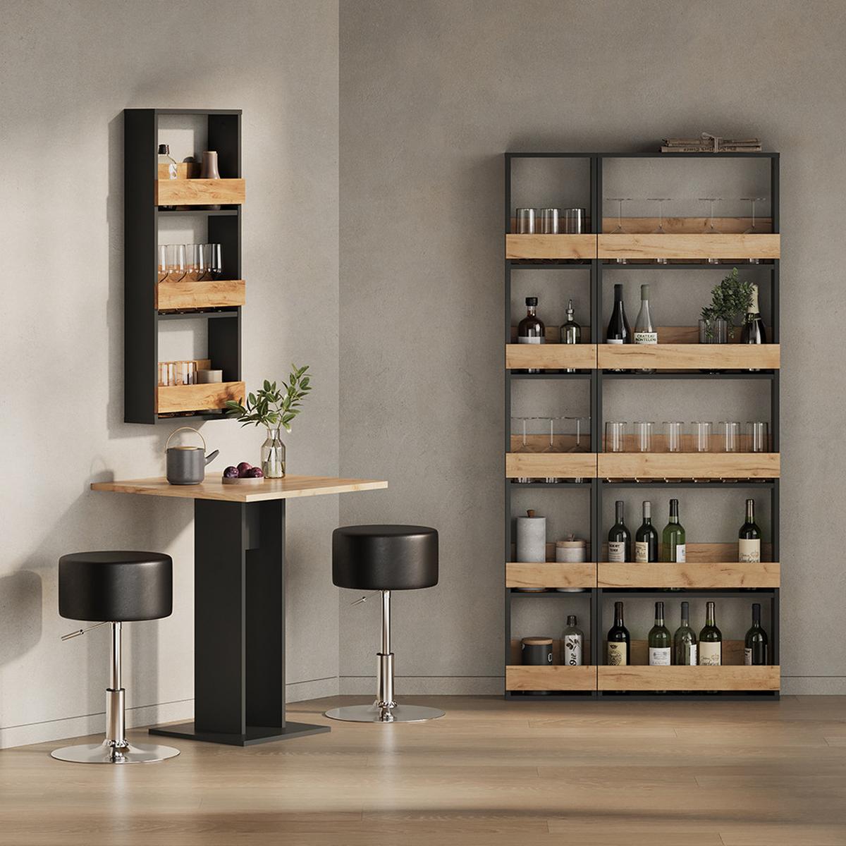 WEINGLASREGAL Regusa Goldkraft Eiche/Anthrazit 40 x 98 cm - Honigeiche/Anthrazit, Holzwerkstoff (40/98/15.1cm) - Livinity®