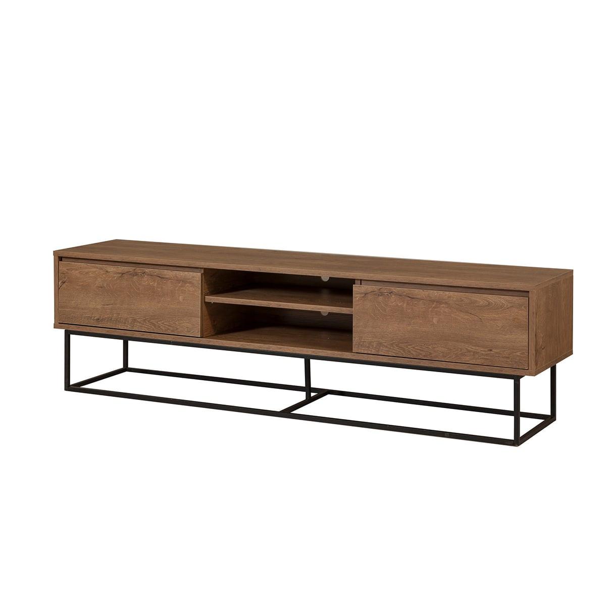 TV-MÖBEL 2 Nischen 2 Schubladen Nussbaum Dekor L180 cm - Rodez - Nussbaumfarben, Holzwerkstoff (40/50/12cm) - Calicosy