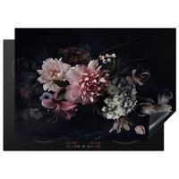 HERDABDECKPLATTE Blumen - Vintage - Pastell - Rosa - Weiß Herdabdeckung Induktionsfeld 75x52 cm - Altrosa, Kunststoff (75/52/0.2cm) - MuchoWow