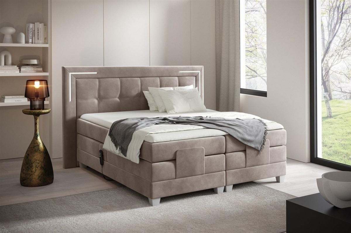 BOXSPRINGBETT Bett Elektrisch Dores - Graubraun, Holzwerkstoff/Textil (200/200cm) - Fun Möbel