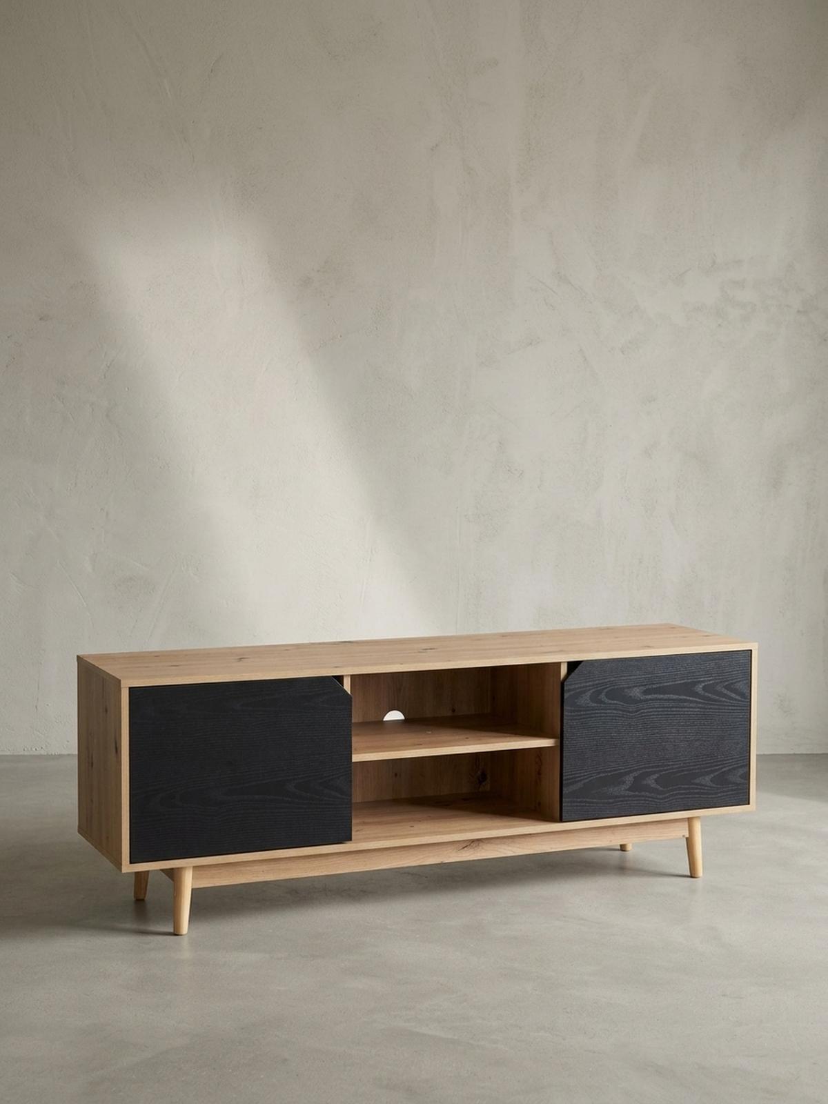 TV-LOWBOARD mit Eiche-Dekor, 2 Türen, modern, Braun-Schwarz 150x40x55 cm - Eichefarben/Braun, Holz (150/55/40cm) - KADIMA DESIGN