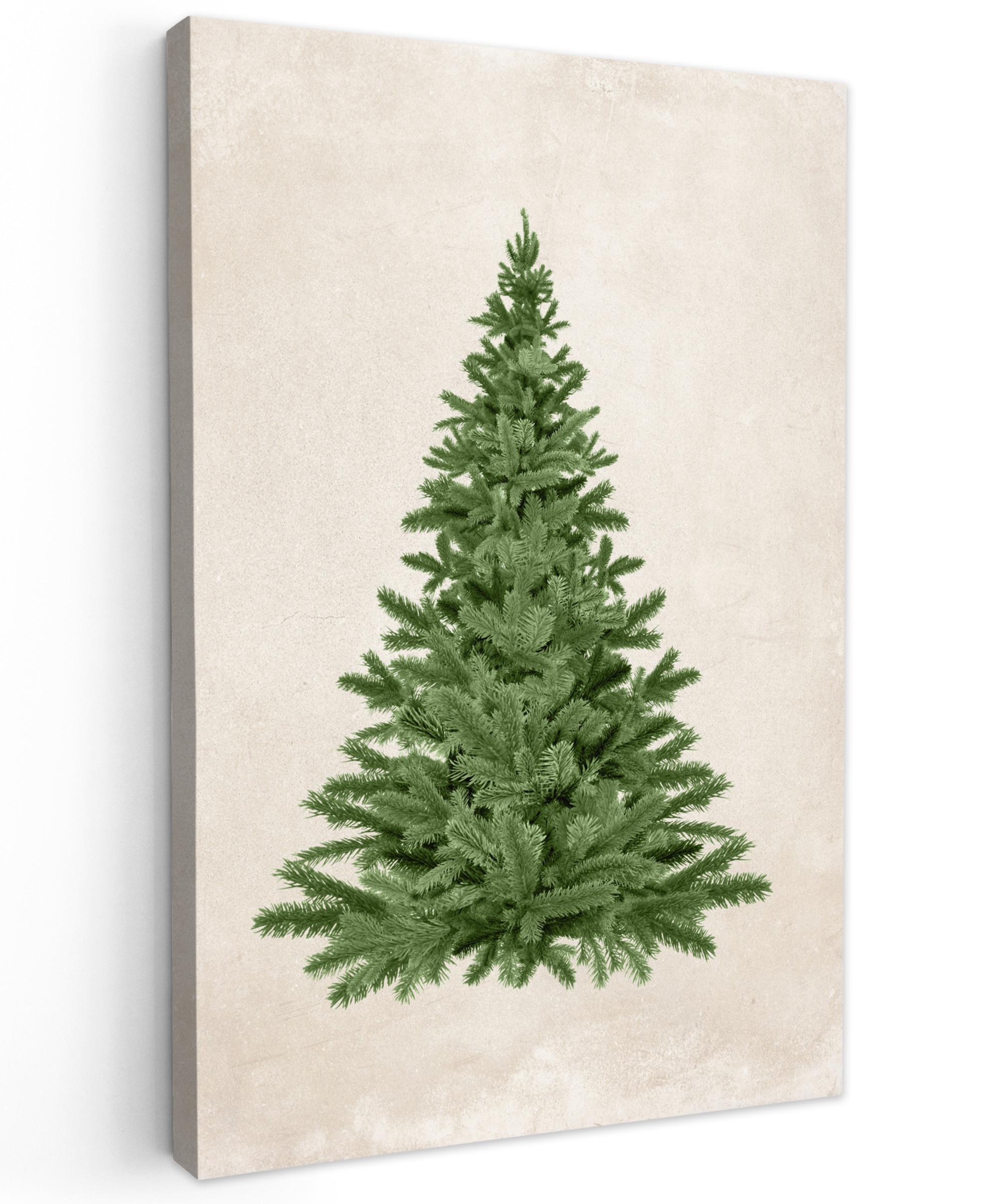 LEINWANDBILD Weihnachtsbaum - Grün - Weihnachten - Feiertage Deko Wohnzimmer 20x30 cm - Olivgrün, Textil (20/30cm) - MuchoWow