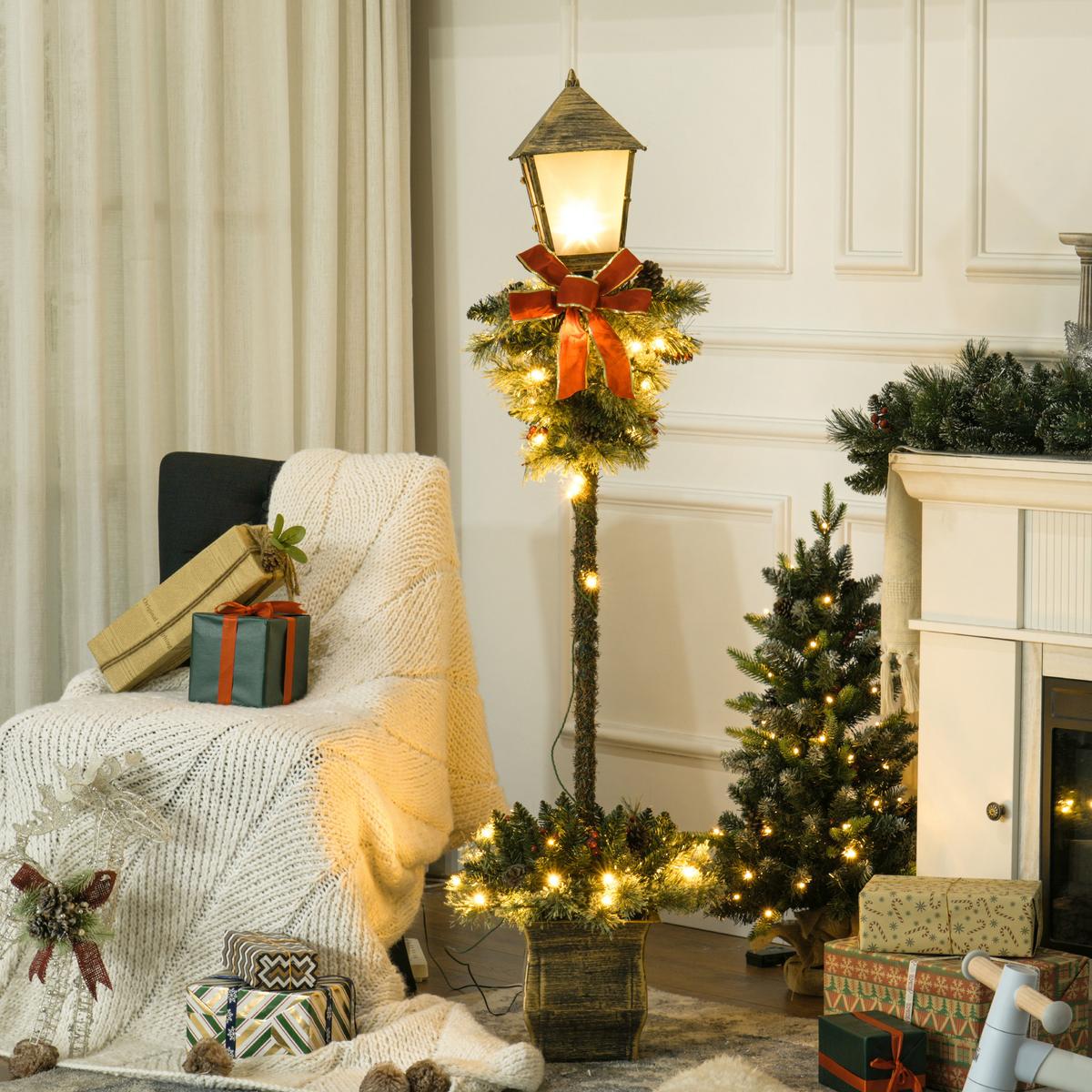 150 cm Weihnachtslaterne Weihnachtsbeleuchtung mit 50 LED-Lichterkette Metall - Grün, Kunststoff (35/150/35cm) - Outsunny