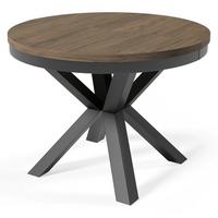 ESSTISCH Nordic, Runder Tisch mit Ausziehfunktion, 100-180x100 cm, Schwarz+Wallnuss Franklin Tobacco - Walnussfarben/Schwarz, Metall (100/100/76cm) - Beautysofa