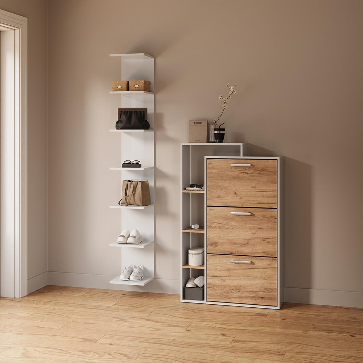 WANDREGAL Vesuvio Weiß 30 x 190 cm - Weiß, Holzwerkstoff (30/190/28cm) - Livinity®