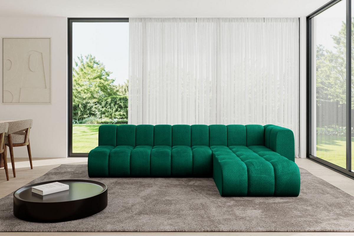 ECKSOFA modulares Sofa Darnel-L2 - 296x177x70 cm Grün - Dunkelgrün, Holzwerkstoff/Textil (296/177cm) - ALTDECOR