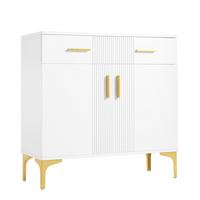 SIDEBOARD 80 cm Weiß mit 2 Türen, 2 Schubladen und Metallfüßen für Flur & Wohnzimmer - Weiß, Holzwerkstoff (80/79.5/35cm) - Urban Meuble