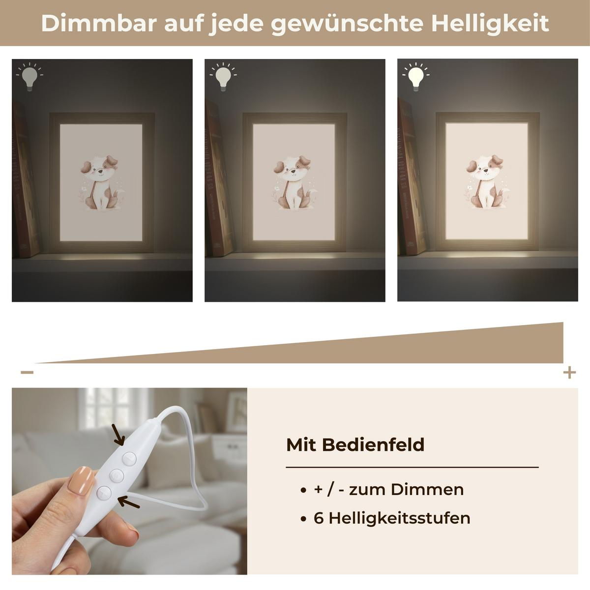 WANDLEUCHTE Hund - Gefleckt - Braun 15x20 cm - Beige, Holzwerkstoff (15/20/8cm) - OnlyWow